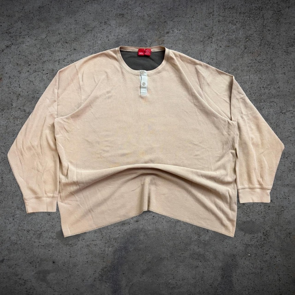 Vintage 2000's Mossimo Waffle Knit Thermal Long Sleeve Henley Size 2XL Skate